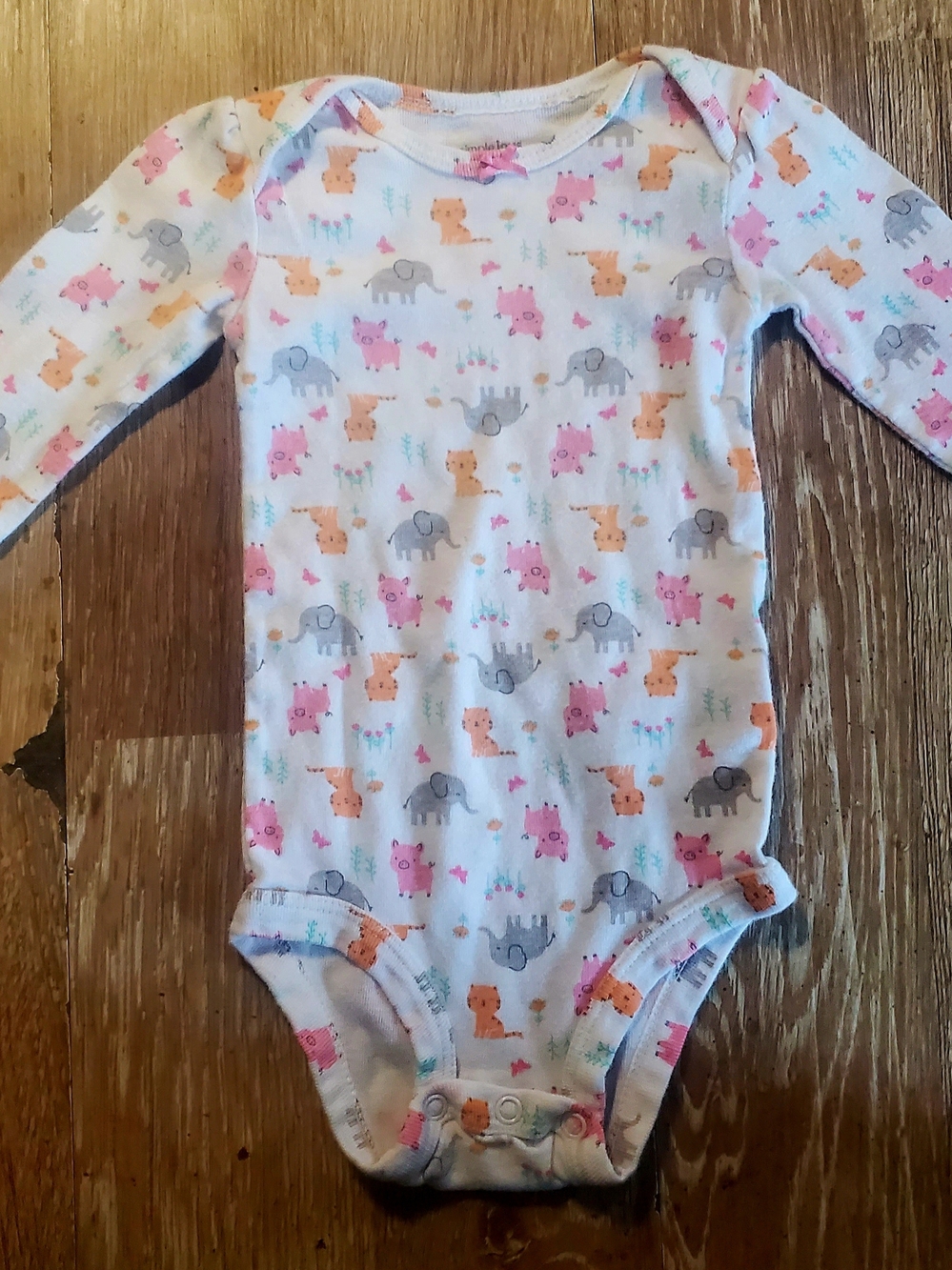 Simple Joys By Carters White Long-Sleeve Onesie In Animal Print